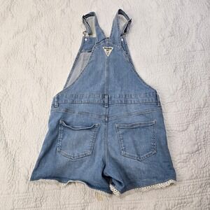 OshKosh Bgosh Girls Denim Overalls Shorts Lace Trim Size‎ 10 Light Blue